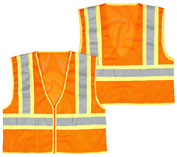 SVOR210IP. Orange mesh,reflective tape,inside pocket,yellow trim,zipper,class II. M-2XL. PRICE EACH.